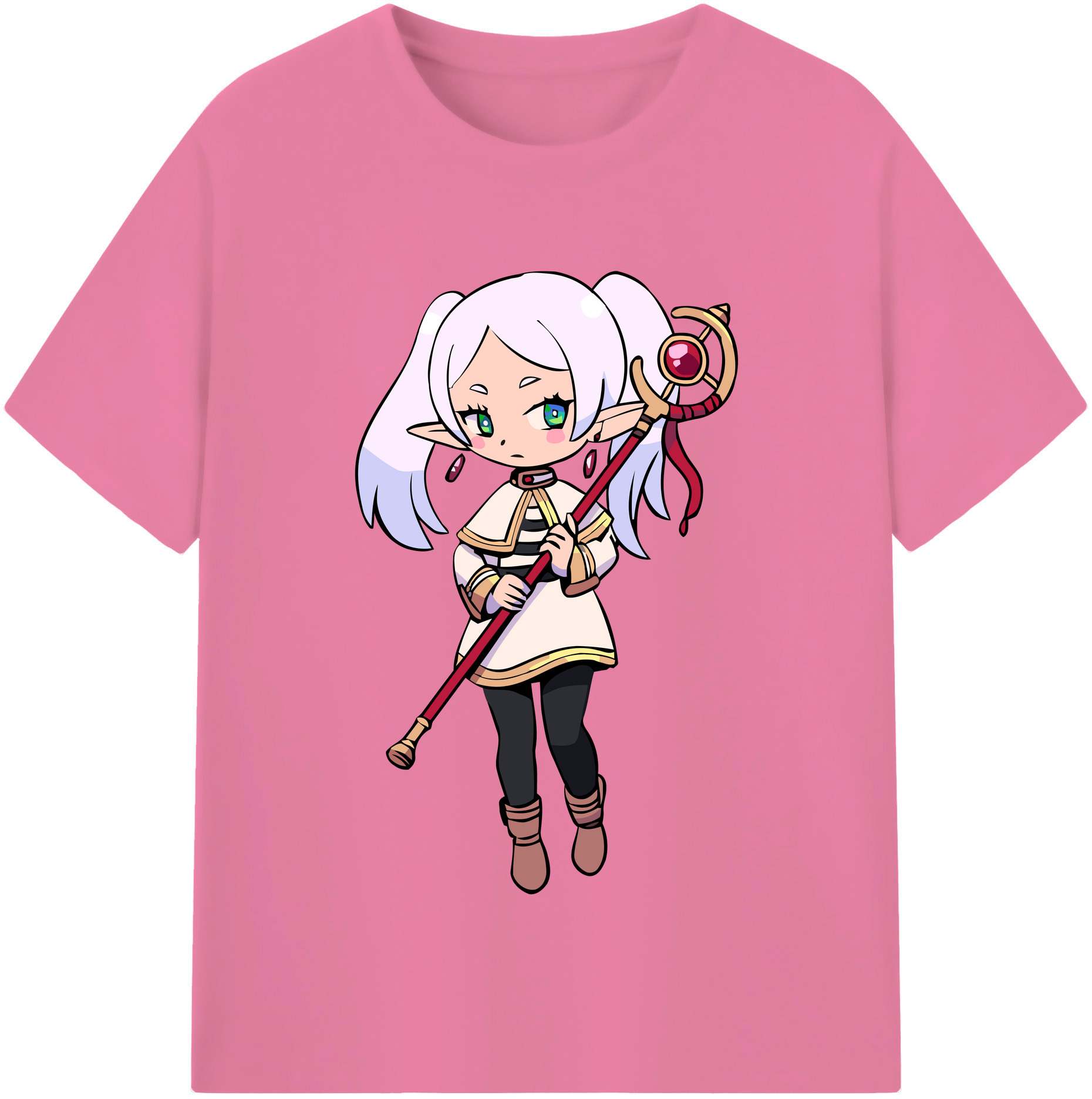 （画像用） 葬送のフリーレン Frieren 綿100％半袖Tシャツ（フロントプリント）